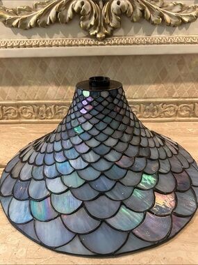 Iridescent Blue Glass Mosaic Lamp Shade - Unbranded